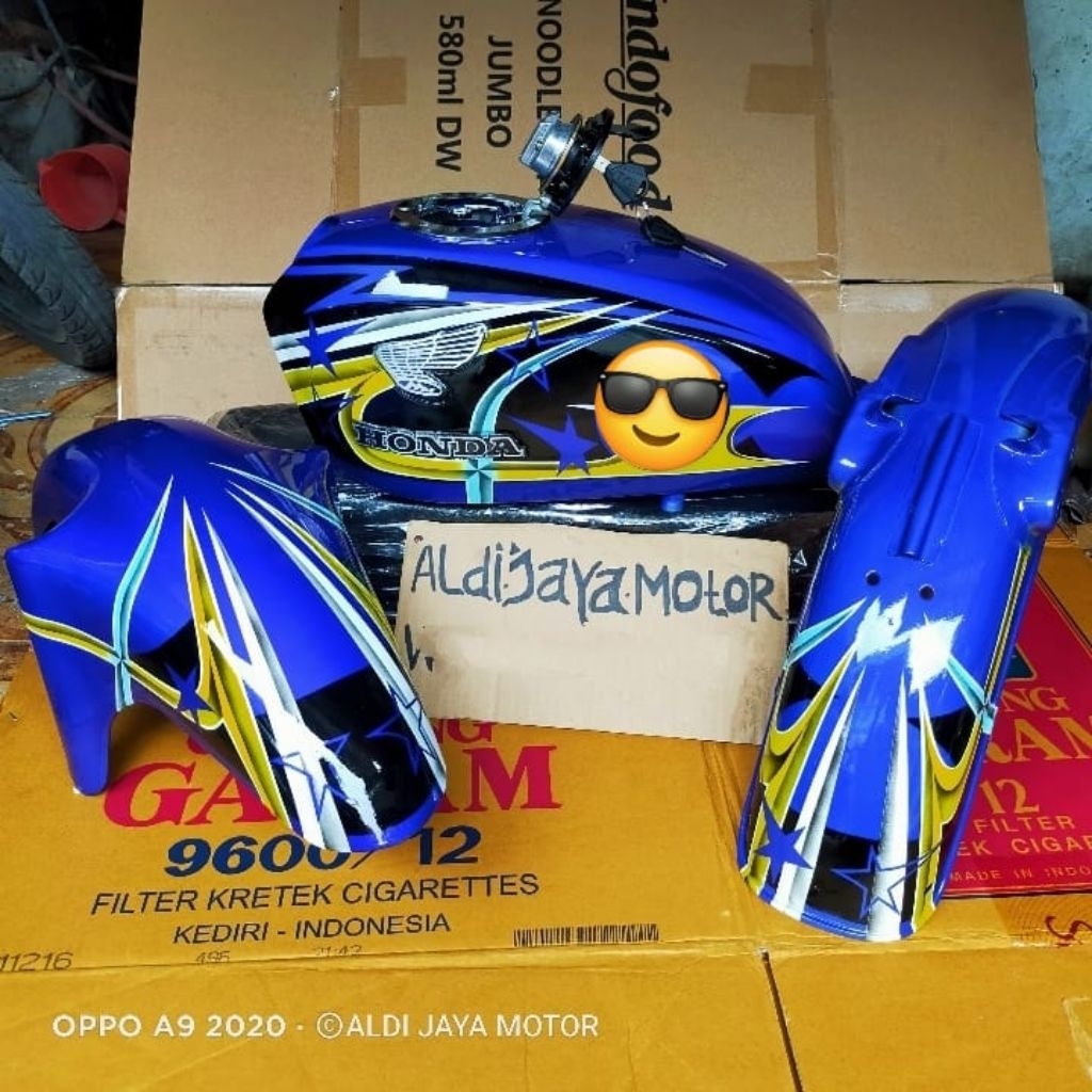 body set cb tutup ninja motif bintang Airbrush  anti karat sudah di resin dalamnya