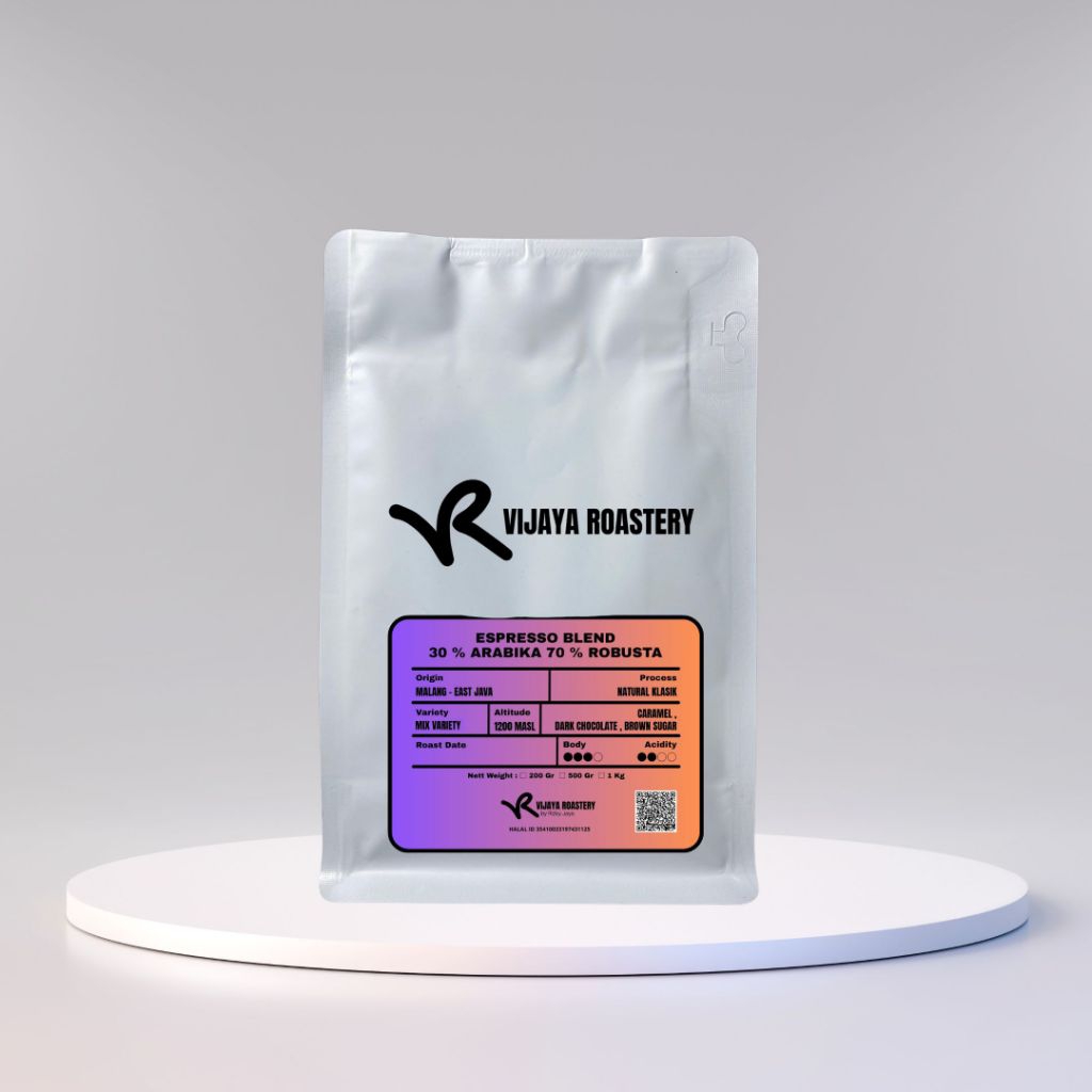 Biji Kopi Espresso Blend 30 % : 70 % Premium Grade 200 Gr