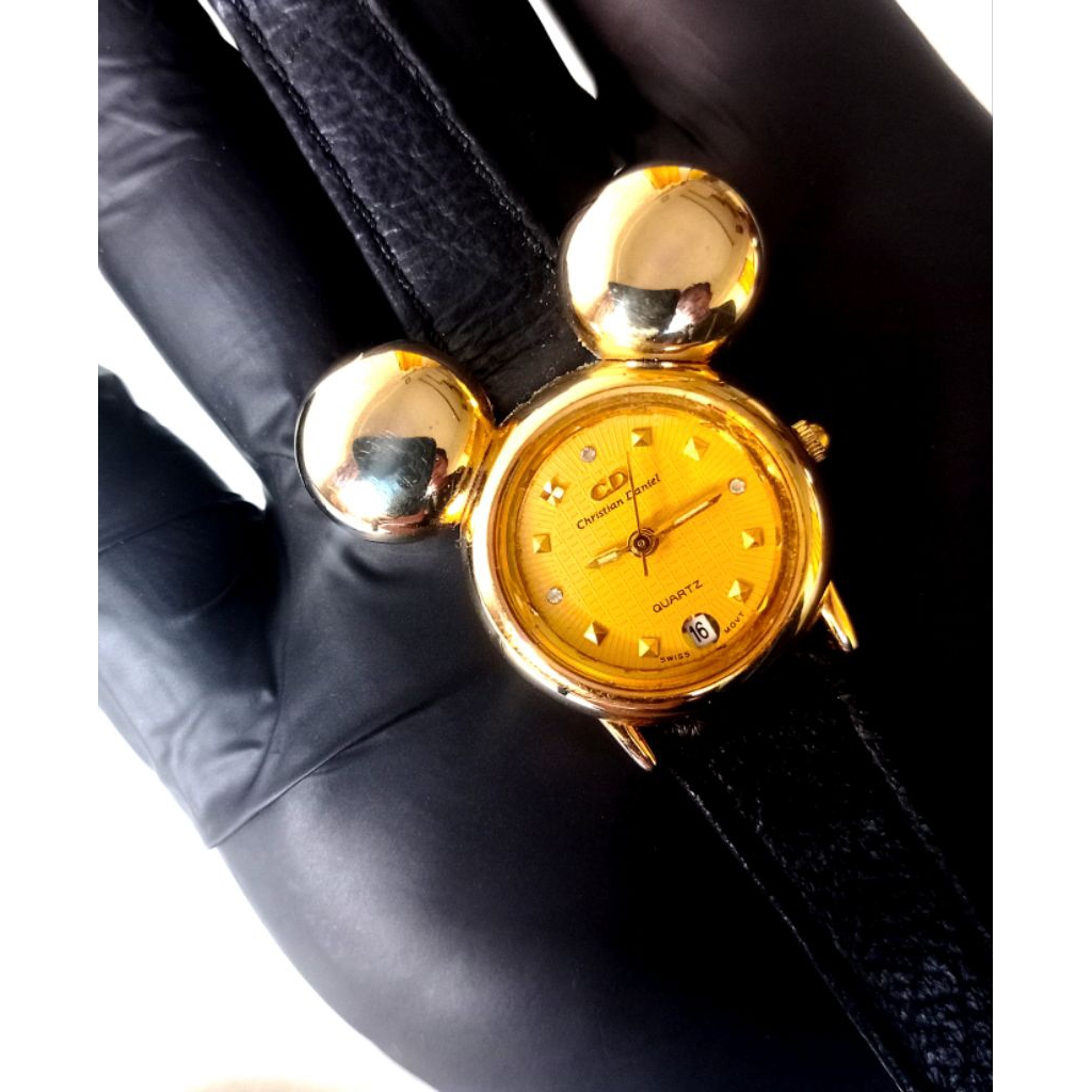 jam tangan christian daniel motif micky 18 gold plate