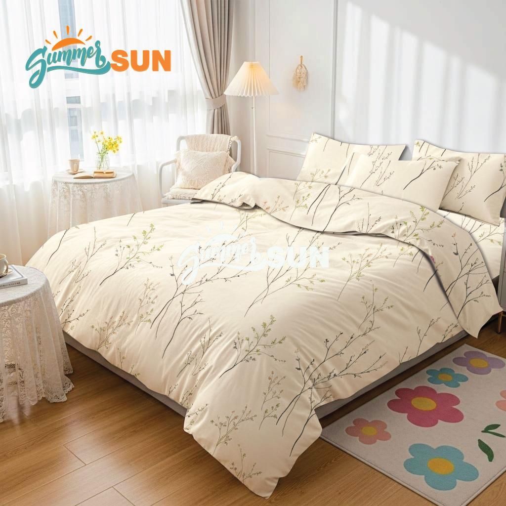 Bed Cover Set Estetik Halia Cream - Summersun09