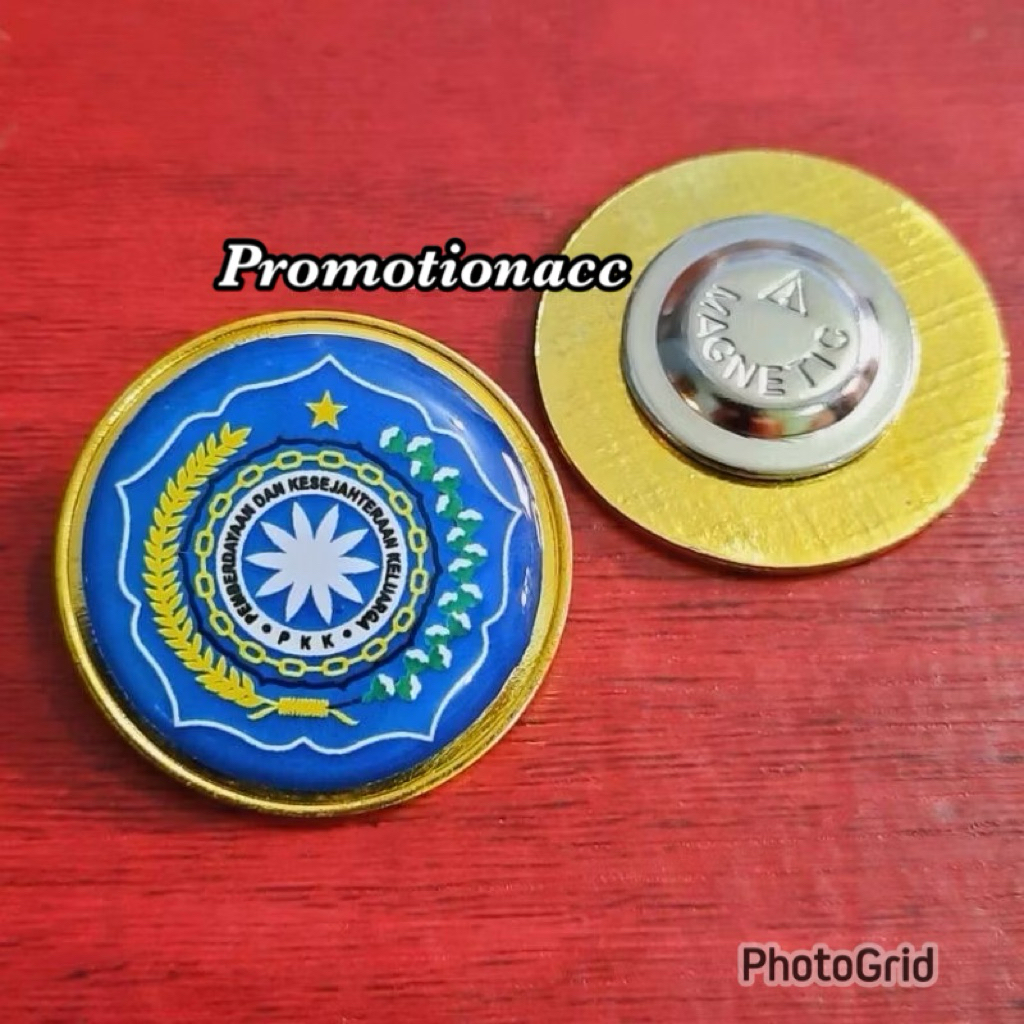 Pin Bulat 3cm Logo PKK Pin PKK Bulat 3cm Tebal Peniti Magnet Logam Kuningan PREMIUM 100% ORIGINAL