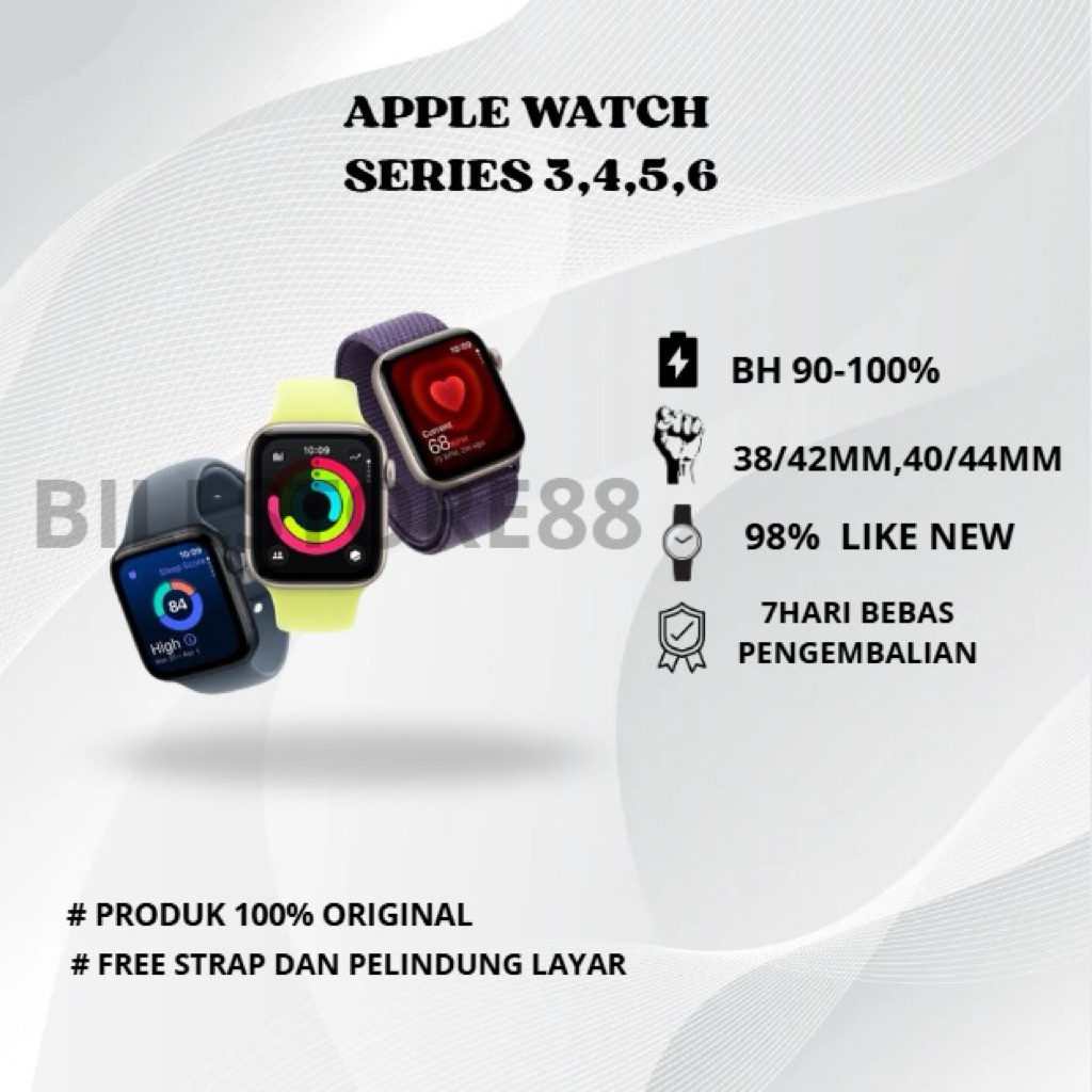 Apple Watch/iWatch Series 3,4,5,6,SE 40MM/44MM Second Original Fullset Bergaransi EX Internasional