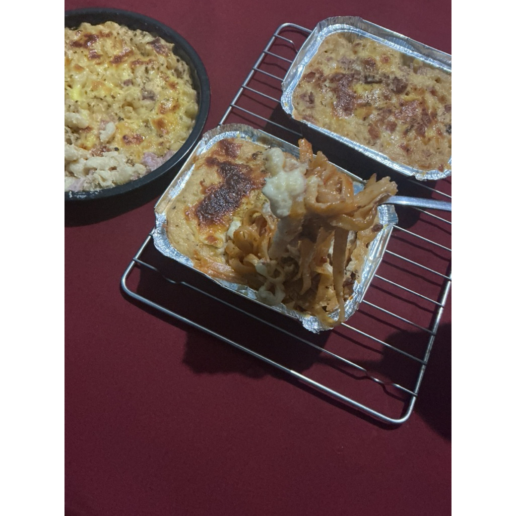 Spaghetti Brulee Baked - Ukuran medium 14cm x 11cm, Rasa Gurih, Halal, Fresh Baked