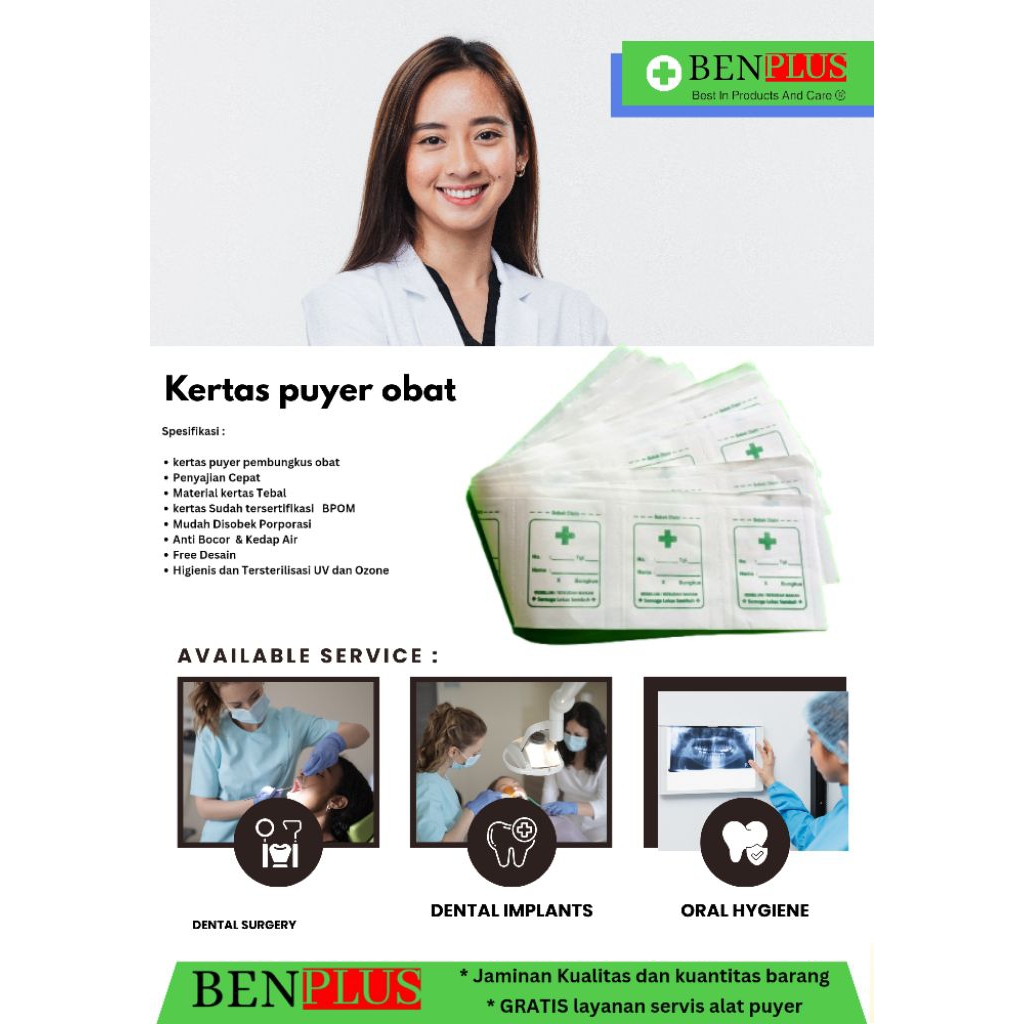 kertas puyer obat etiket hijau isi 1200 pcs