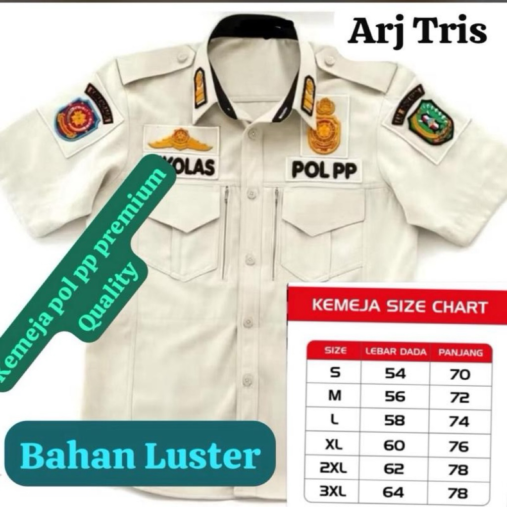 KEMEJA POL PP Cream LUSTER BAGUS PLUS ATRIBUT