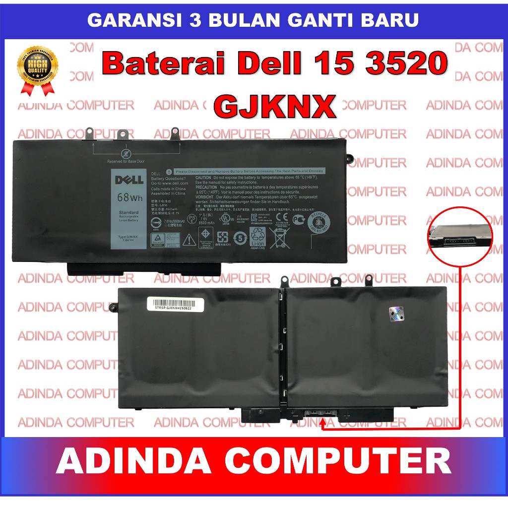 Baterai Laptop Dell Precision 15 3520 3530 M3520 M3530 GJKNX
