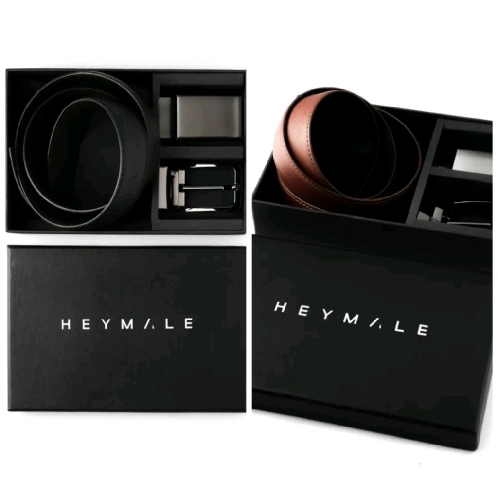 Reversible Belt Bundling Package (2 Buckle) / Ikat Pinggang Heymale Black dan Brown - Heymale