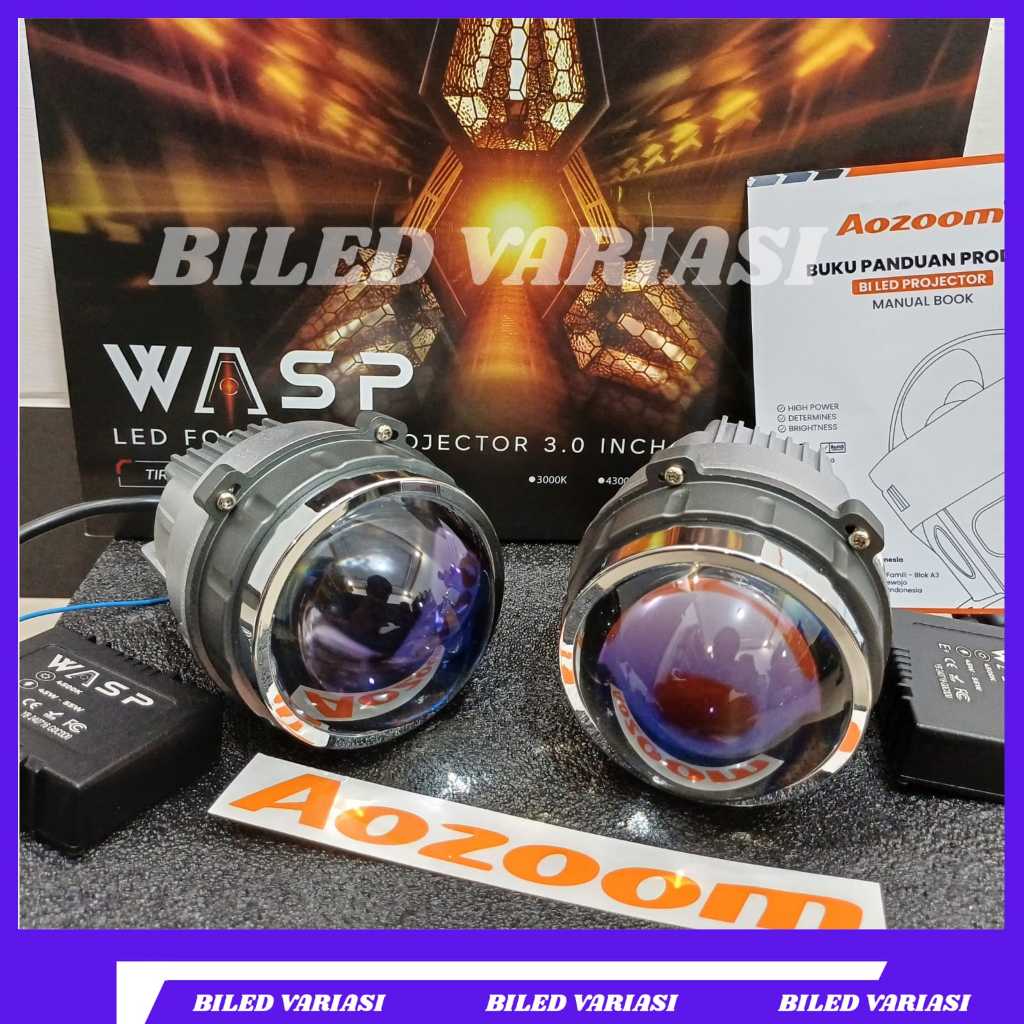 AOZOOM WASP Foglamp projector biled 3 inch laser blue lens
