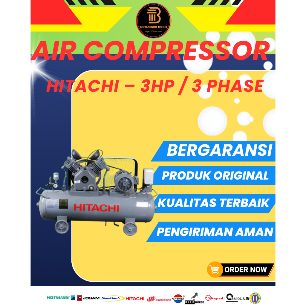 Hitachi Air Compressor // Kompresor Udara Hitachi 3HP/3Phase