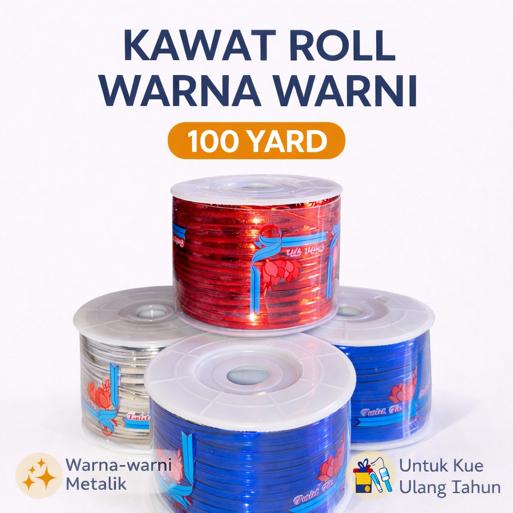 Kawat Roll Warna Warni 100 Yard – Kawat Hias Metallic untuk Kado & Kerajinan