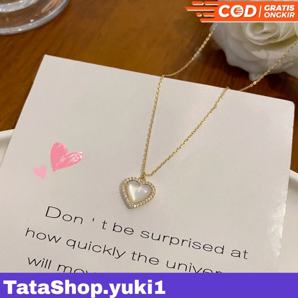 Kalung Love Putih Wanita Kalung Love Alloy, Kalung Aesthetic Korean Look Bentuk Love Putih "Kalung L