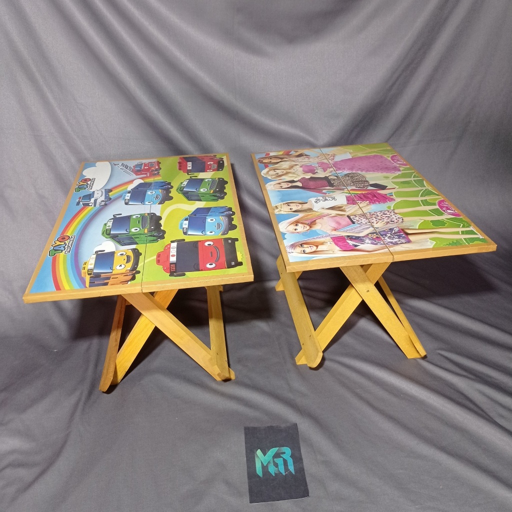 Meja Kayu GAMBAR Lipat Portable Serbaguna Handmade untuk Piknik, Belajar, Membaca & Ngaji Al Qur’an,