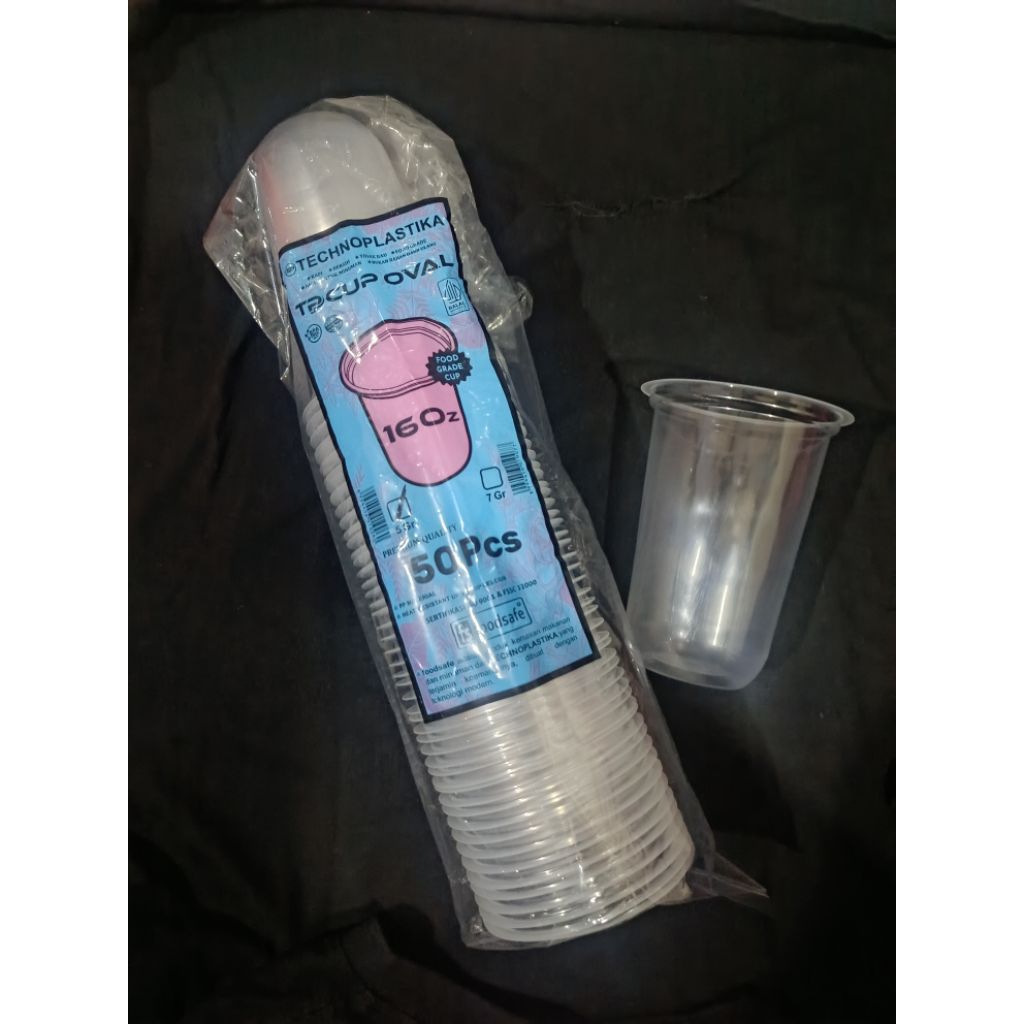Gelas Cup Oval 16 oz Plastik – 5 Gram Gelas Plastik oval