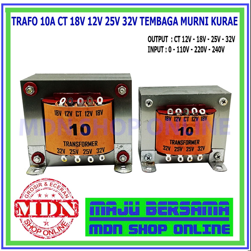 Trafo travo 10A kecil CT 32V / 10A besar CT 32V KURAE tembaga murni