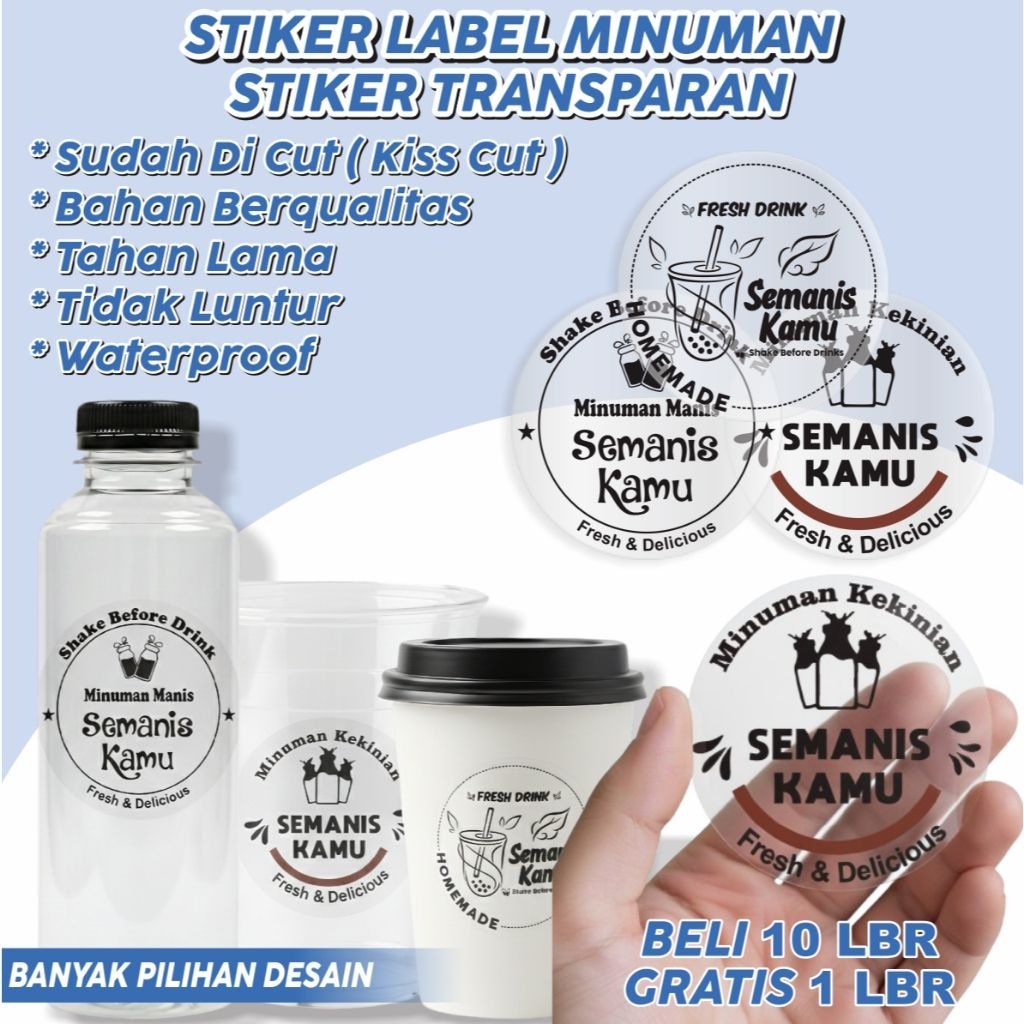 Stiker Label Transparan Sticker Label Minuman Waterproof Tahan Air