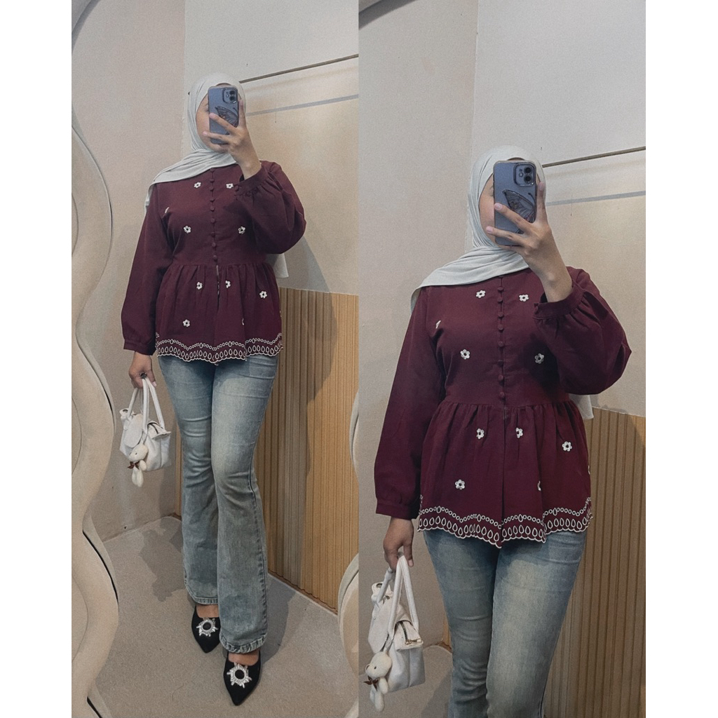 SABRINA - BLOUSE MEZURA LINEN - BLOUSE LINEN - BLOUSE LINEN BORDIR