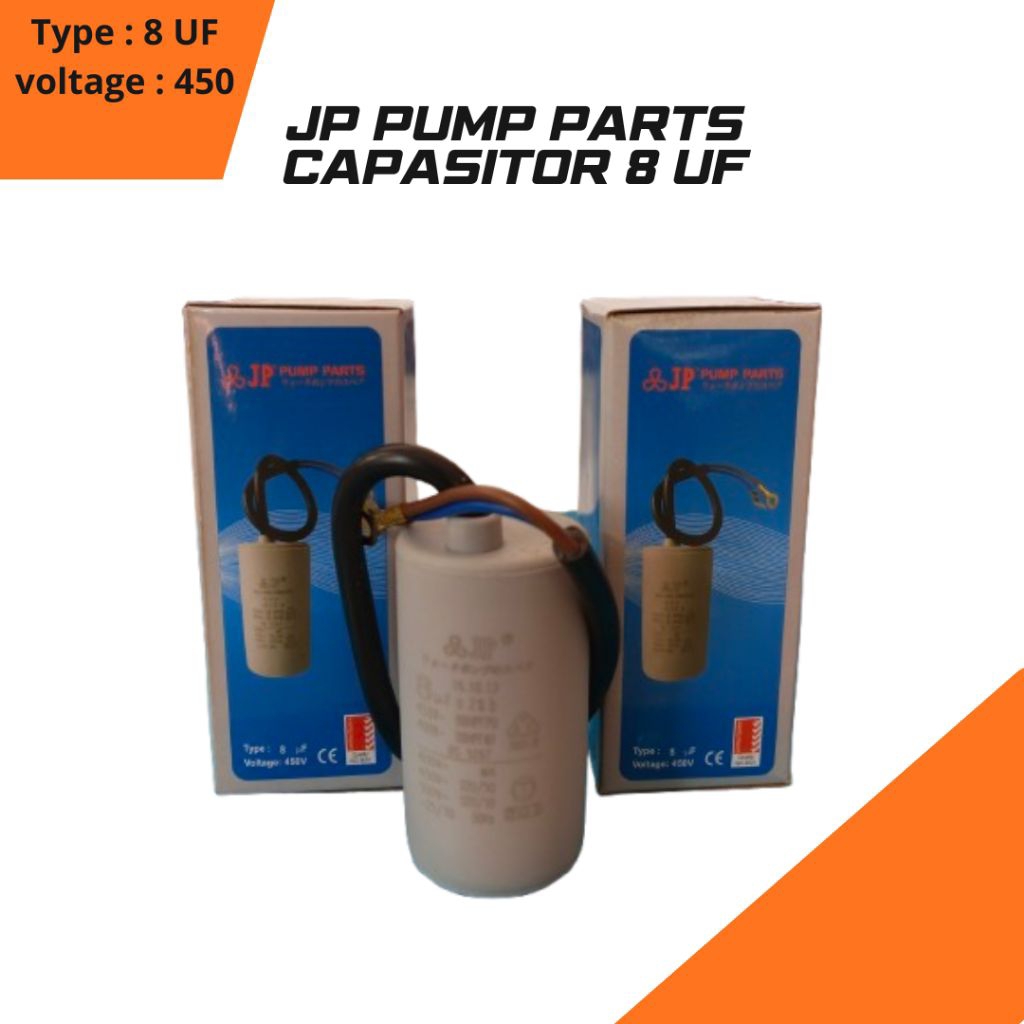 Kapasitor pompa air bulat type 8 UF original JP PUMP PARTS