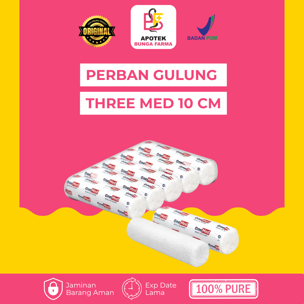 PERBAN GULUNG THREE MED 10 CM - Plester - Penutup Luka