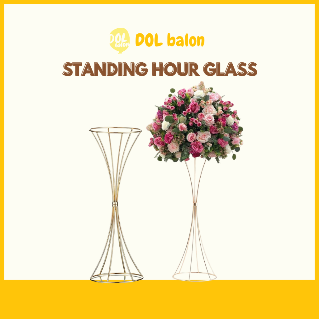 STANDING HOUR GLASS | POT BUNGA STANDING BUNGA BESI GOLD