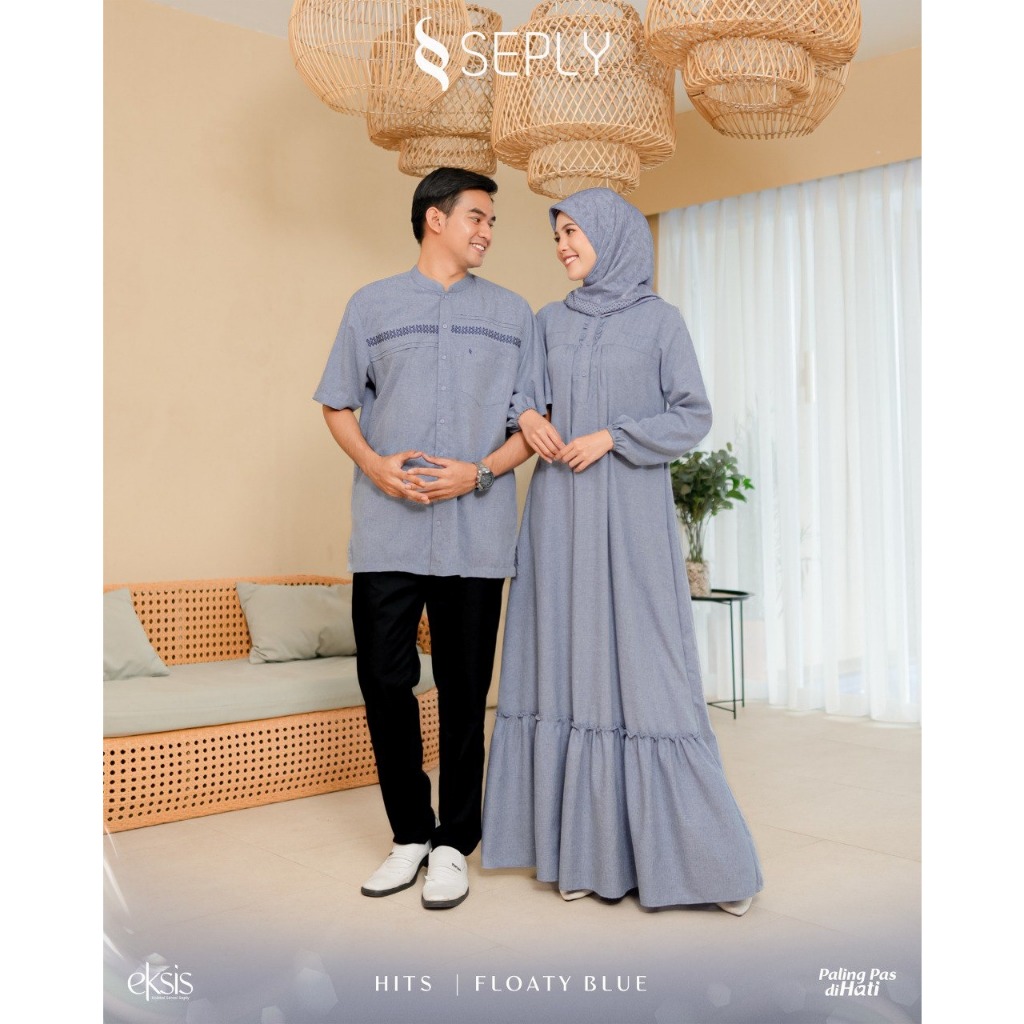 [NEW ARRIVAL] COUPLE HITS FLOATY BLUE BY SEPLY | GAMIS KOKO COUPLE SERIES | GAMIS KOKO KATUN MADINAH