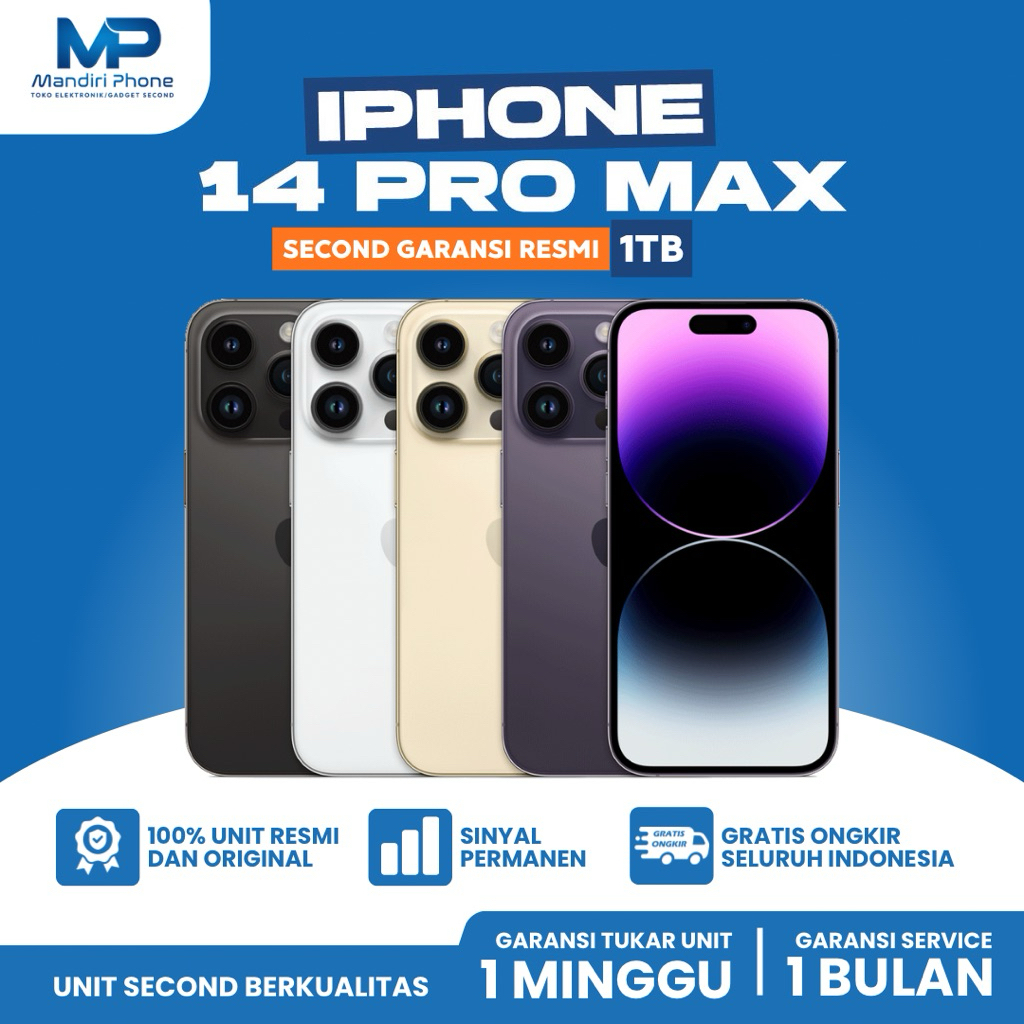 IPHONE 14 PRO MAX 1TB  GOLD SECOND GARANSI RESMI