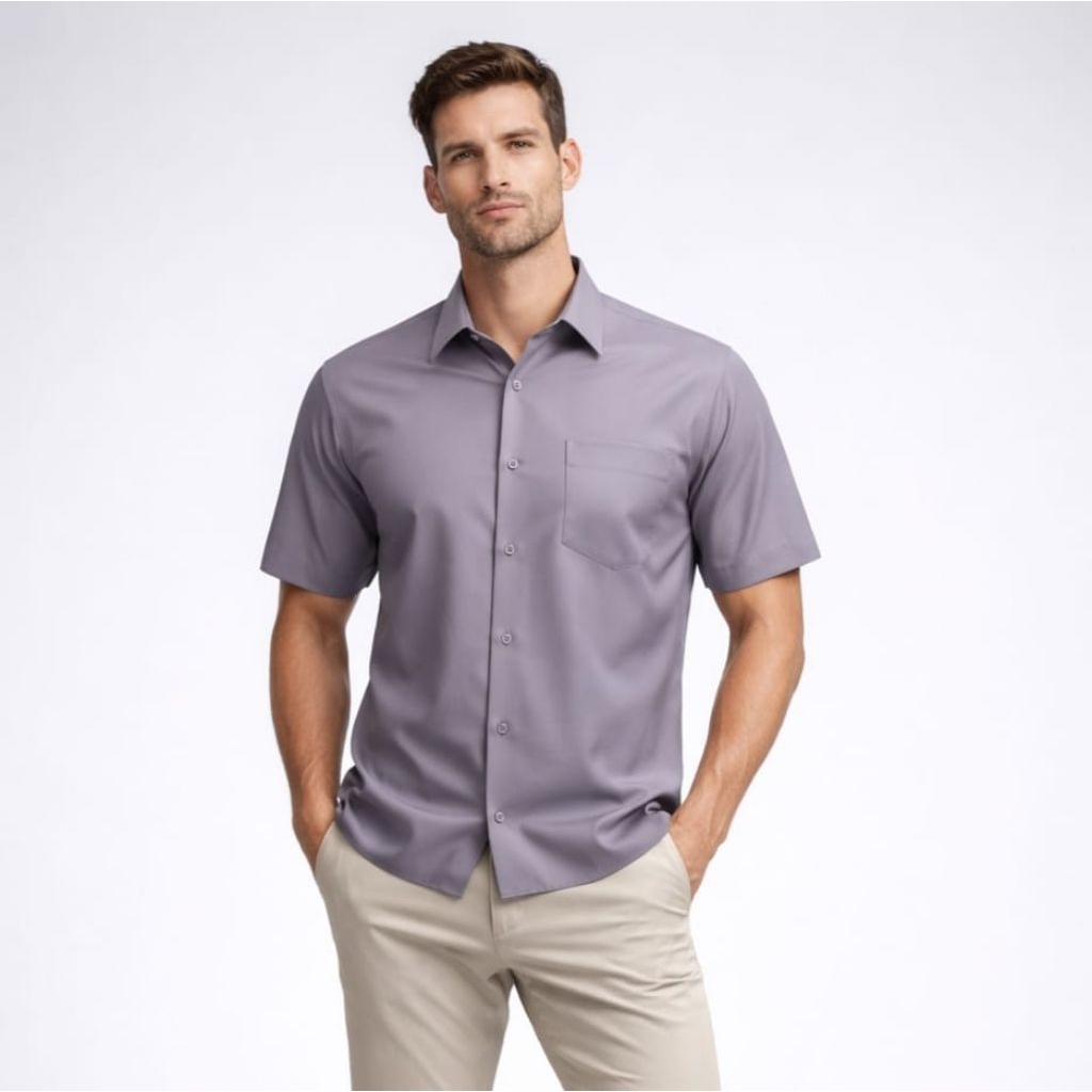 Kemeja Pria Lengan Pendek Katun Toyobo | Satu Saku | Warna Rose Gold | Adem & Elegan