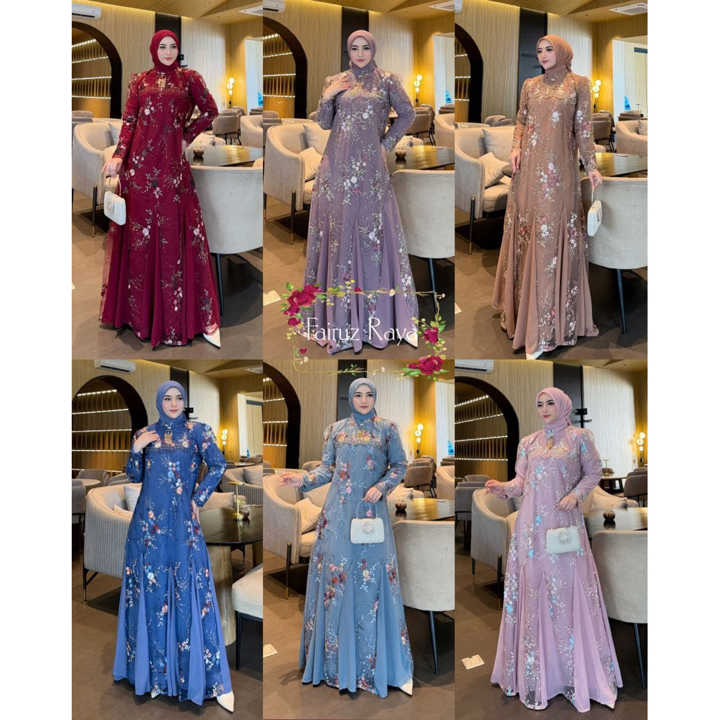 NEW FAIRUZ GAMIS PESTA BY AAIRIZ SET HIJAB FREE BROS TERBARU ORIGINAL GAMUS PREMIUM GAMIS PESTA MEWA