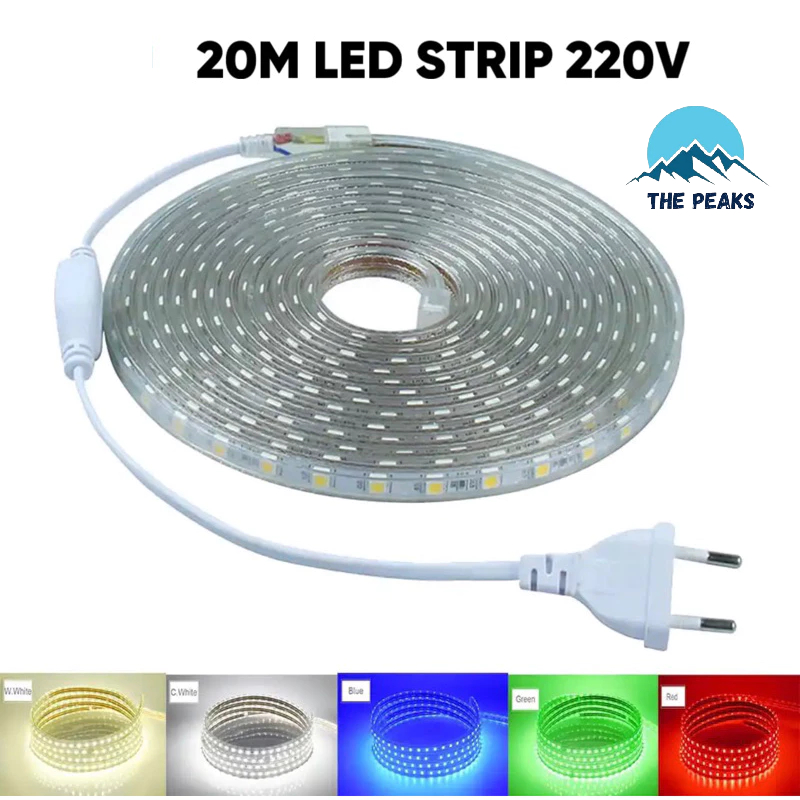 (The Peaks) LED STRIP 220V SELANG 5050 HIAS PLAFON Rumah Merah Putih Kuning Biru