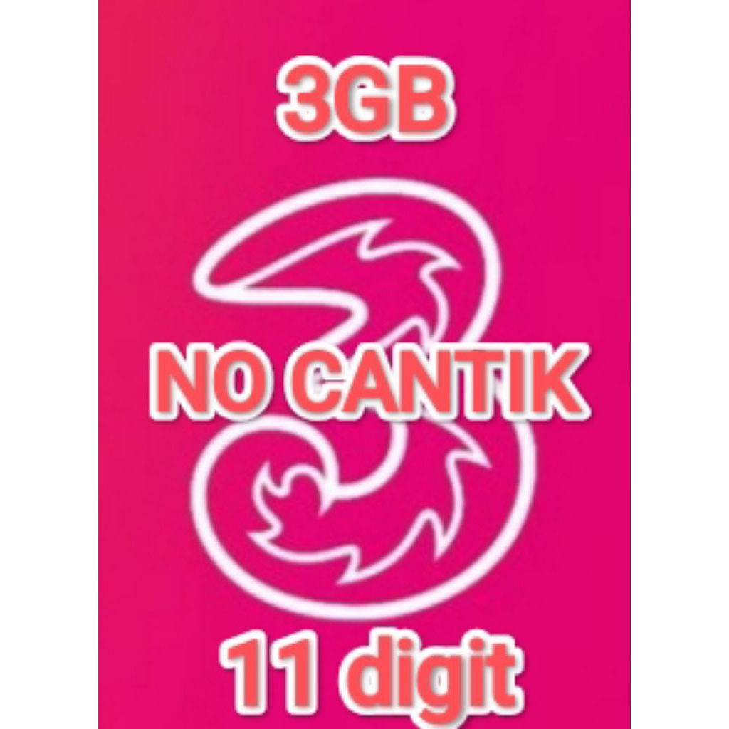 KARTU PERDANA 3 promo NO CANTIK 11DIGIT isi 3gb 30h wilayah jatim, jateng, bali nusra