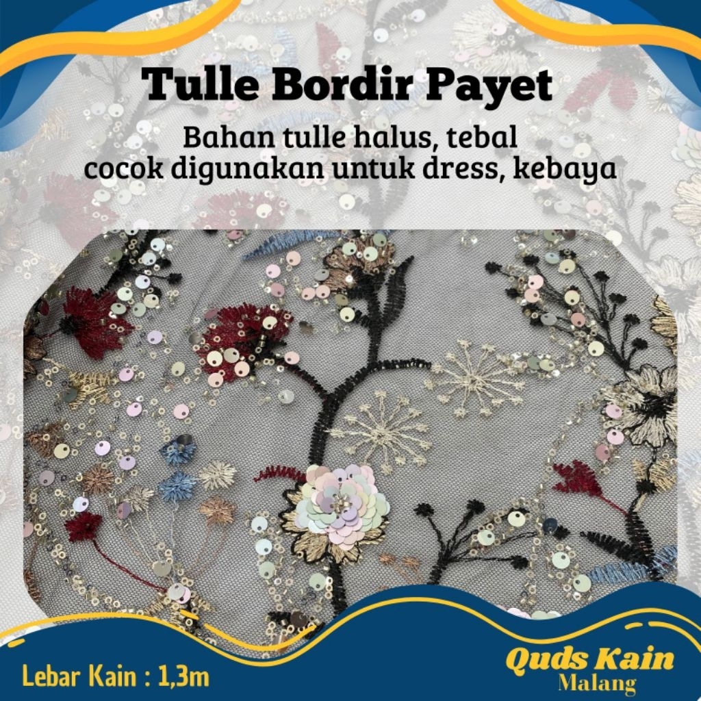 Kain Tulle Full Payet | Kain Tille Bordir Payet