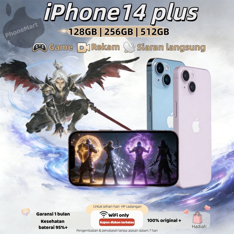 iPhone 14 Plus Indonesia Ready Stock, iP14 Plus 128/256/512GB, Second Apple