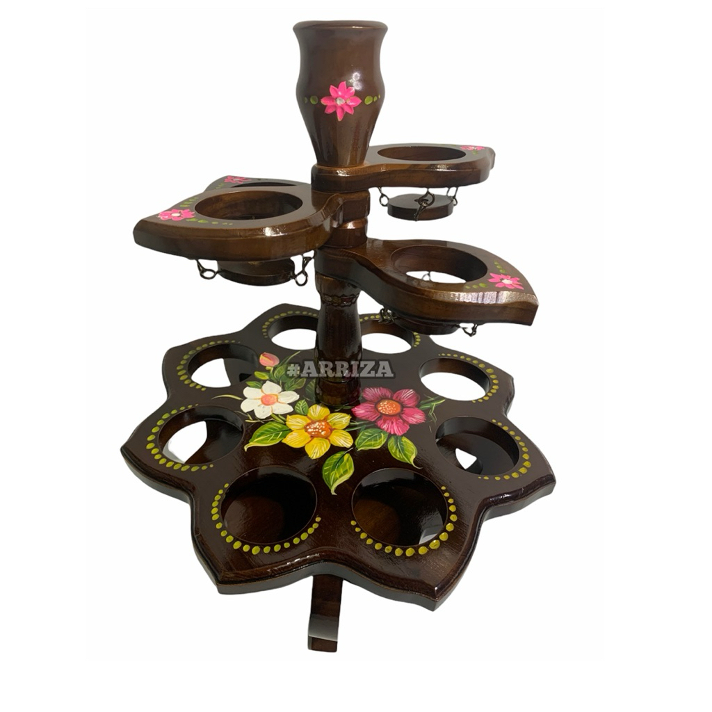 TEMPAT AQUA GELAS KAYU JATI MODEL TERATAI WARNA isi 12 / Tempat Aqua Gelas Kayu Jati Ukir / Tempat A