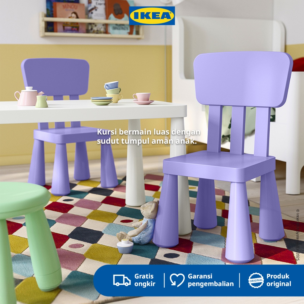 IKEA MAMMUT Kursi Kecil Anak Dalam/Luar Ruangan Ungu