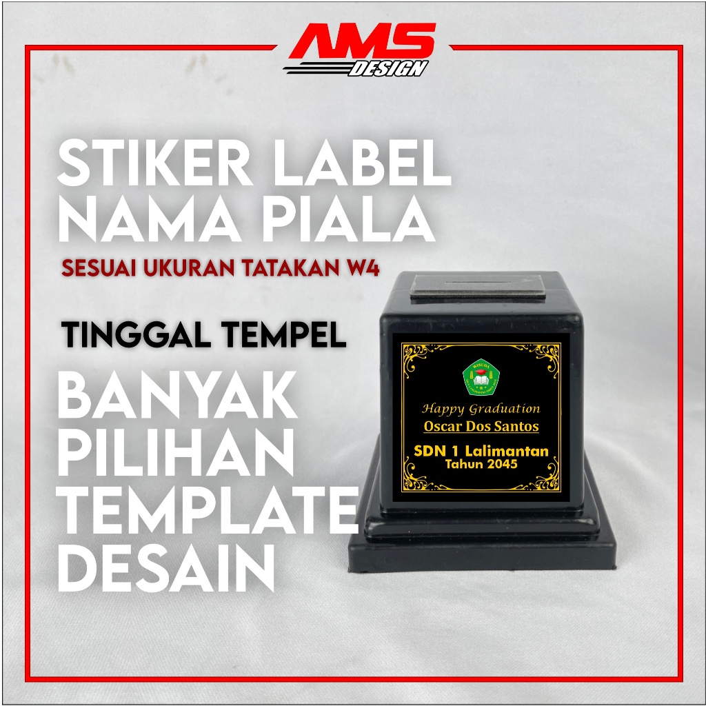 Stiker Label Tulisan Piala Custom untuk Tatakan Plastik Piala