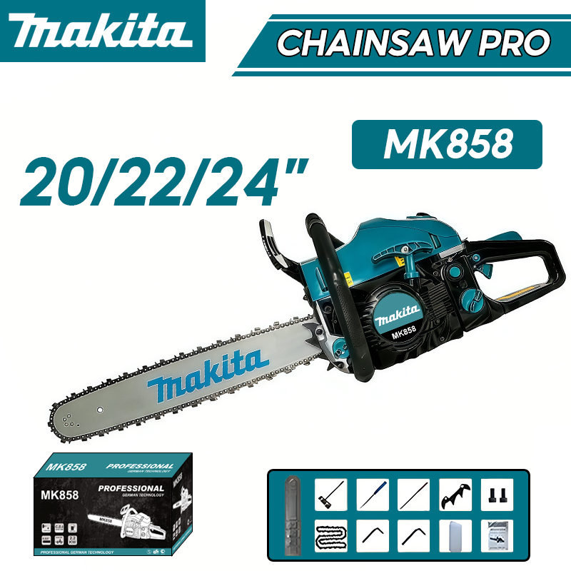 MAKITA Mesin Potong Kayu 70CC Senso Chainsaw 2Tak 20/22/24inch Gergaji Potong Pohon Kayu Original