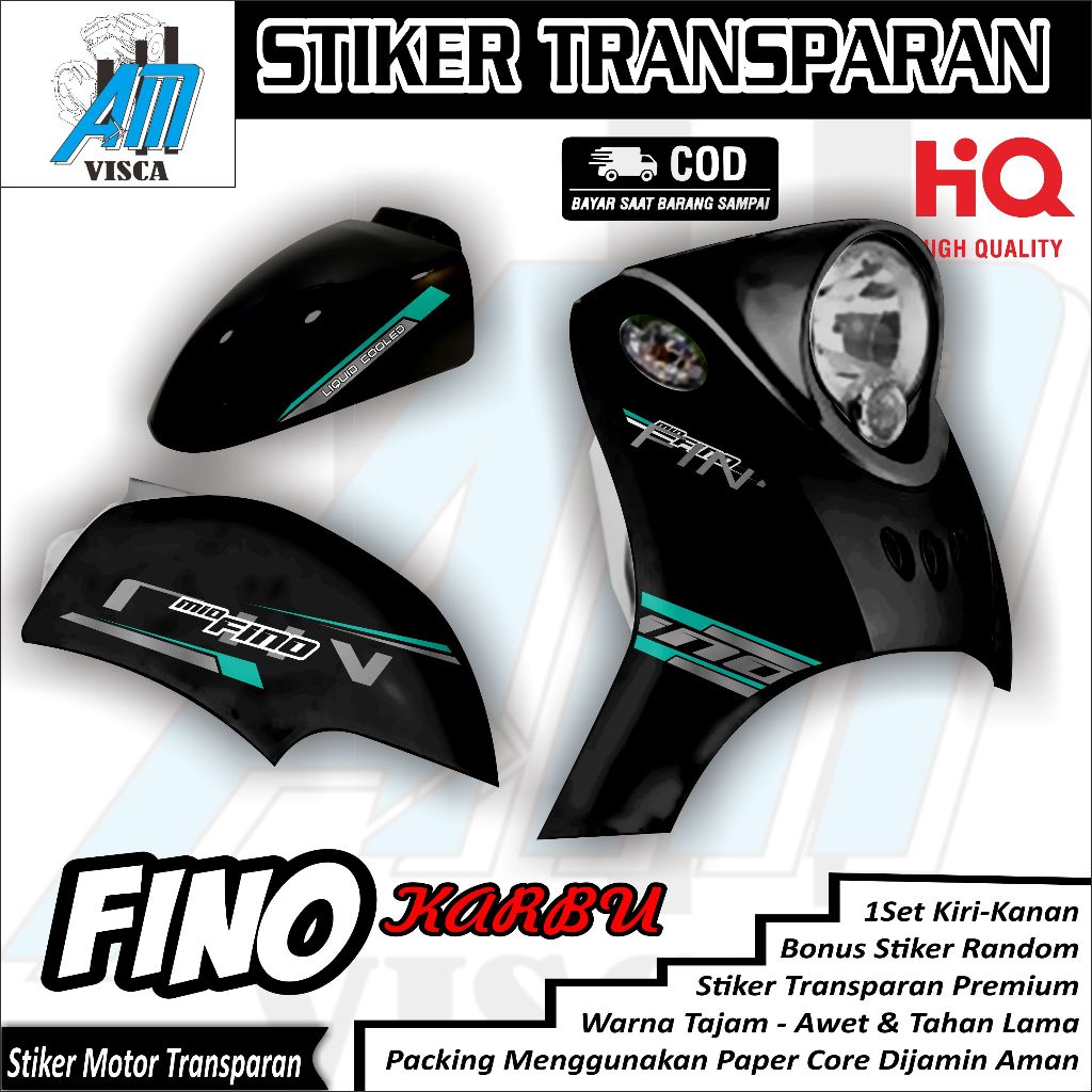 Stiker Transparan Motor Fino Karbu Anti Luntur Striping Fino Karbu Desain Tribal