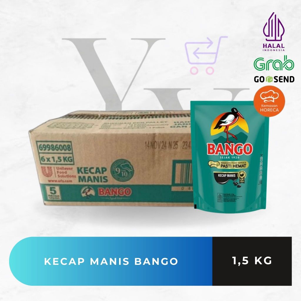 1 Dus Isi 6 Bungkus Kecap Manis Bango Refill 1,5 Kg