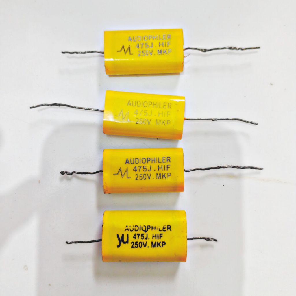 Audiophiler 4,7 uf MKP 475 250V Kapasitor Milar Penahan Audio Speaker Aktif Tweeter Bekas Normal Lay