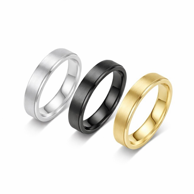 Cincin Titanium Persegi Doff Uniseks 4mm & 6mm C11120-O