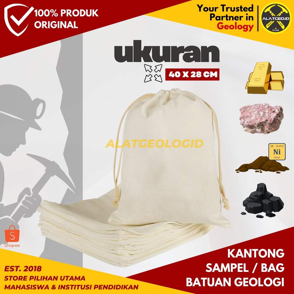 Kantong Sampel Batuan Geologi Calico | Kantong Sampel Lapangan Geologi 40x28 cm