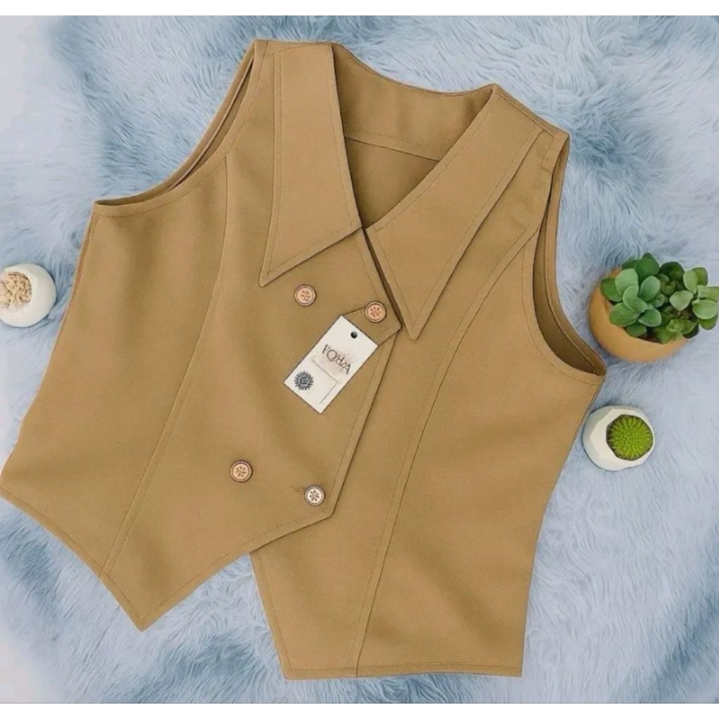 EVI VEST / EVI BASIK WANITA / Vest Semi Wol Atasan Wanita Crop EVI Vest Casual