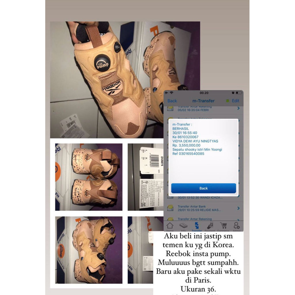 PRELOVED BT21 REEBOK INSTAPUMP SHOOKY ORIGINAL BELI DI KOREA