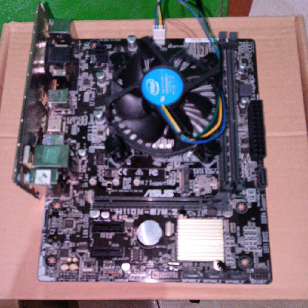 Motherboard Asus H110M-E/M.2 Ddr4 support Ssd M.2 Sata + Prosesor Core i3 6100 gen 6+ Fan Prosesor (