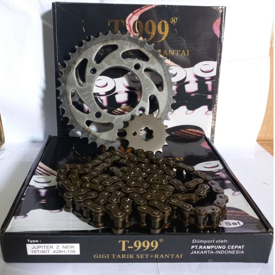 T999 Gir/Gear Paket/Set Komplit Motor Jupiter Z New (15T/40T) 428H-108 Original