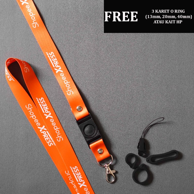Lanyard ID Card Shopee Express Orange - Tali Gantungan HP - Tali ID Card Nametag Shopee Express Oran