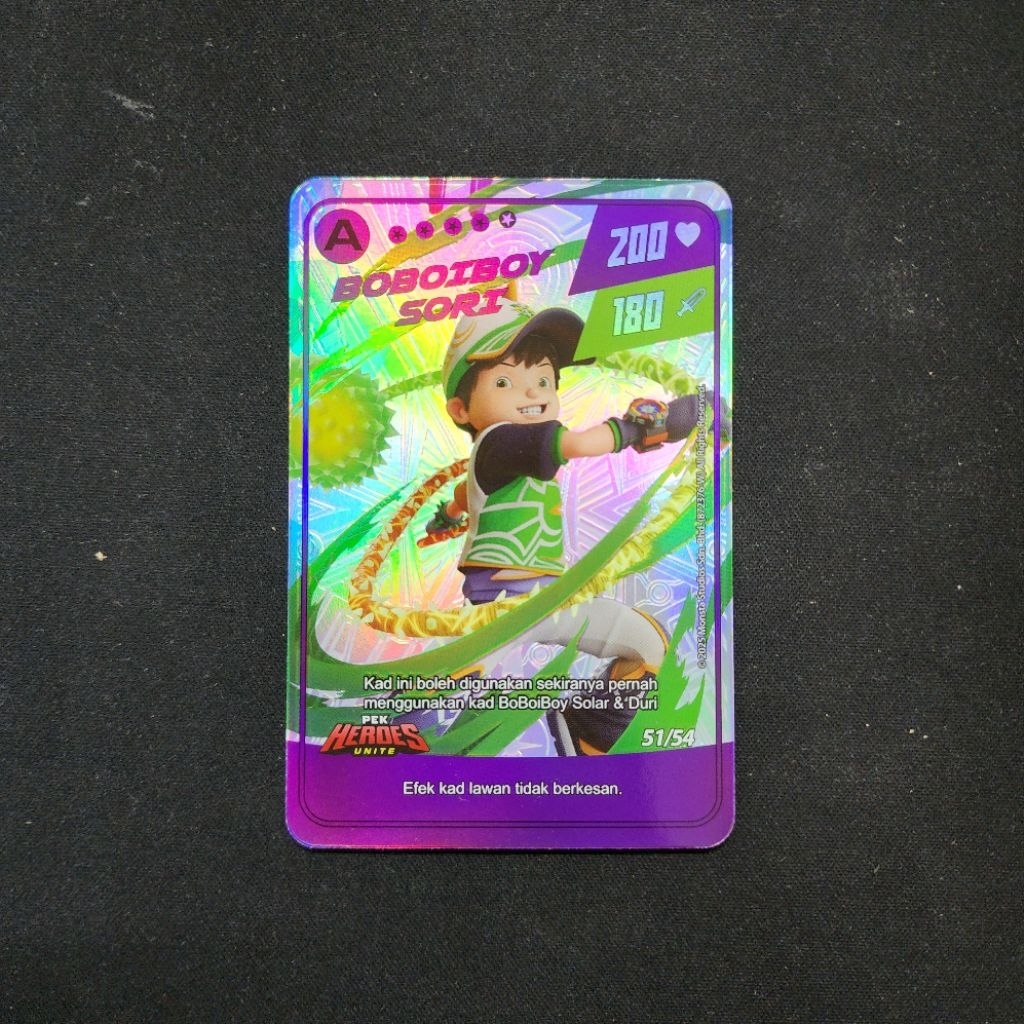 Kartu Boboiboy Monsta Galaxy Card Malaysia - Boboiboy Sori 51/54 (A Rank Silver Card) Pek Heroes Uni