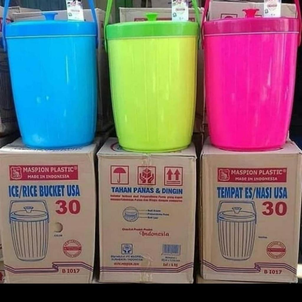 MASPION Rice Ice Bucket USA 30 Food Grade BPA Free Serbaguna Termos Es Nasi 30 Liter Tutup Kedap