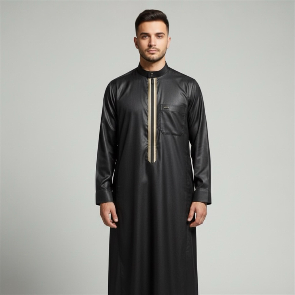 Al-Wafa Gamis Hitam Satin (JBH-0263)