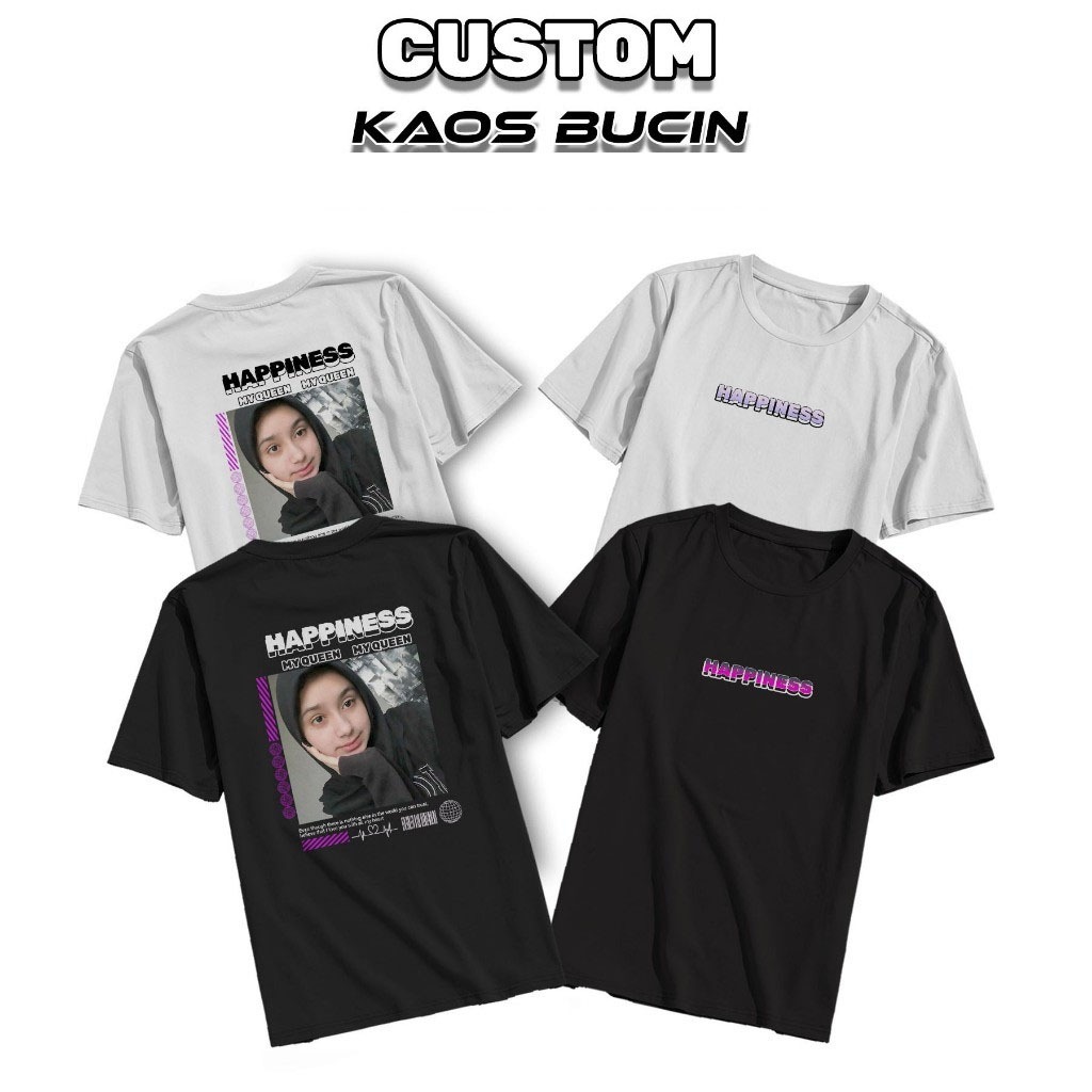 Kaos Custom Bucin Viral - Custom Kaos Desain Aesthetic -  Bisa ganti foto kamu