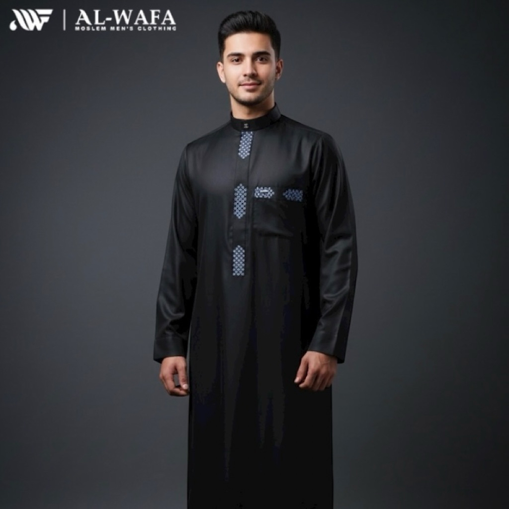 Al-Wafa Gamis Hitam Satin ( JBH - 0267 )